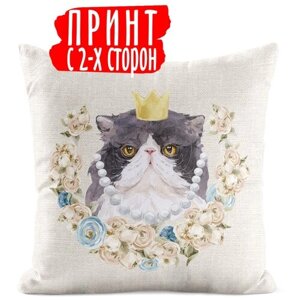 Подушка льняная Кошки Персидская Королева