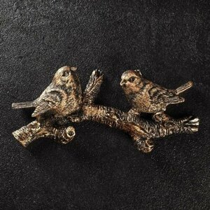 Подвесной декор "Веточка с двумя птичками" бронза (комплект из 2 шт)