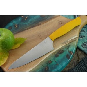 Полевой кухонный нож мини шеф Owl Knife S160F, сталь Bohler N690, рукоять желтая G-10