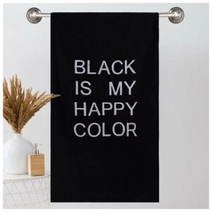 Полотенце махровое Этель ЧБ «My happy color», пестроткань, 70х130 см