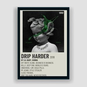 Постер Drip Harder в алюминиевой рамке (А3)
