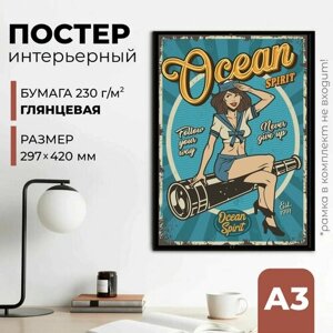 Постер/Постеры для интерьера "Плакат винтажный" бумага глянцевая, размер 30 см х 42 см.