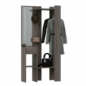 Прихожая Крит 2 от Астрид-Мебель, с зеркалом, ящиком и вешалкой, 90x185x36 см. цвет Анкор темный