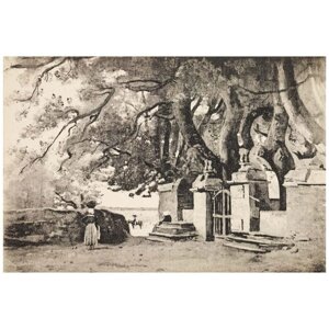 Репродукция на холсте Бретонский пейзаж Коро Камиль 45см. x 30см.