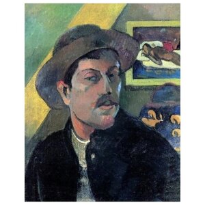 Репродукция на холсте Портрет артиста в шляпе (Portrait de l'artiste au chapeau) Гоген Поль 50см. x 64см.