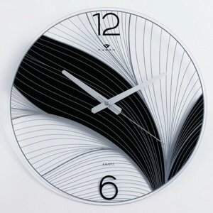 Рубин Часы настенные, интерьерные "Черный лотос", бесшумные, d-39 см