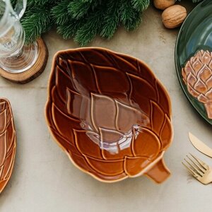 Салатник новогодний керамический «Новый год! Зимний лес», 20 х 17 см, цвет коричневый