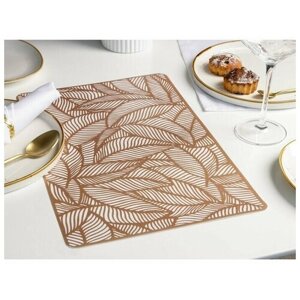 Салфетка сервировочная на стол "Листья", 43x28 см, цвет металлик коричневый, 12 шт.