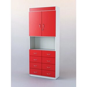 Шкаф "аптека"3, Белый + Красный 90 x 35 x 220 см
