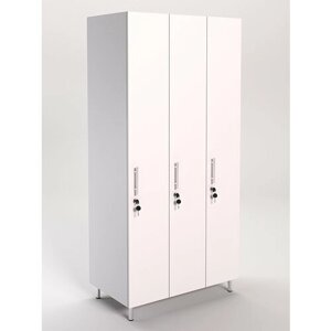 Шкаф для раздевалок 3х-секционный, Белый 90 x 52 x 190 см