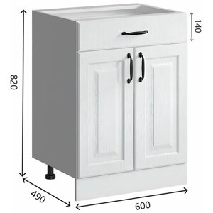 Шкаф кухонный напольный 60 см, с ящиком без столешницы, МДФ Белая текстура