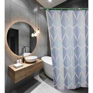 Штора для ванной комнаты 180х180 фотопринт Polyester 20074 с кольцами Геометрическая печать (П324) SANTREK HOME