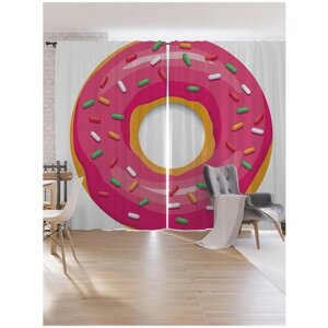 Шторы под лён JoyArty "Розовый пончик", серия Oxford DeLux, 340х265 см