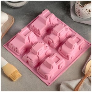 Силиконовая форма для шоколада, выпечки, пирожных, муссовых десертов "Грузовичок", розовый