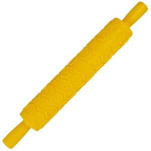 Скалка с узором Соты, пластиковая, желтая, 36,5х5 см