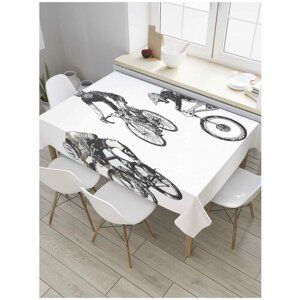 Скатерть прямоугольная JoyArty на кухонный стол "Байки в прыжке" из оксфорда, 120x145 см