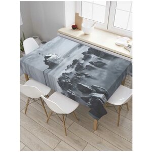 Скатерть прямоугольная JoyArty на кухонный стол "Берег в скалах" из оксфорда, 180x145 см
