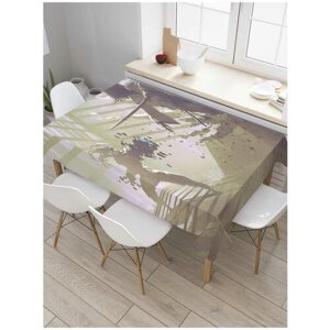 Скатерть прямоугольная JoyArty на кухонный стол "Бой самурая" из оксфорда, 120x145 см