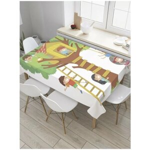 Скатерть прямоугольная JoyArty на кухонный стол "Детский домик на дереве" из оксфорда, 180x145 см