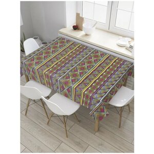 Скатерть прямоугольная JoyArty на кухонный стол "Этническая геометрия" из оксфорда, 120x145 см
