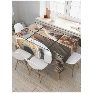 Скатерть прямоугольная JoyArty на кухонный стол "Фото кофе" из оксфорда, 180x145 см