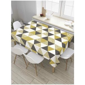 Скатерть прямоугольная JoyArty на кухонный стол "Геометрия треугольников" из оксфорда, 180x145 см