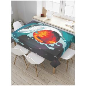 Скатерть прямоугольная JoyArty на кухонный стол "Космическая рыба" из оксфорда, 120x145 см