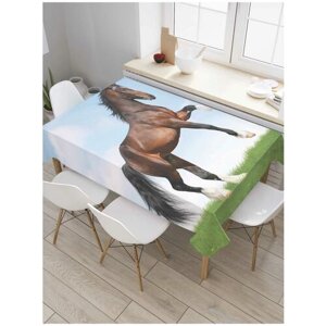 Скатерть прямоугольная JoyArty на кухонный стол "Мощная лошадь" из оксфорда, 120x145 см