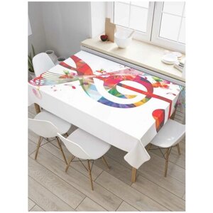 Скатерть прямоугольная JoyArty на кухонный стол "Музыкальный вираж" из оксфорда, 120x145 см