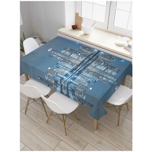 Скатерть прямоугольная JoyArty на кухонный стол "Ночной Нью-Йорк" из оксфорда, 180x145 см