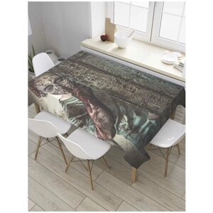 Скатерть прямоугольная JoyArty на кухонный стол "Окровавленный зомби" из оксфорда, 120x145 см