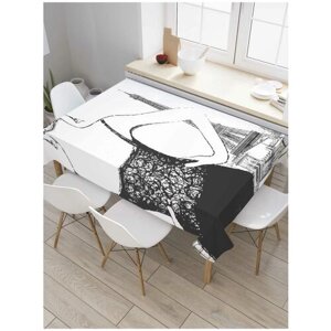 Скатерть прямоугольная JoyArty на кухонный стол "Парижская мадам" из оксфорда, 180x145 см