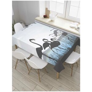 Скатерть прямоугольная JoyArty на кухонный стол "Полет фламинго" из оксфорда, 120x145 см