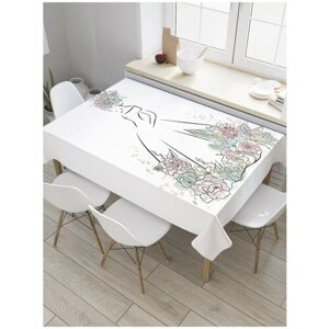 Скатерть прямоугольная JoyArty на кухонный стол "Прекрасная леди весны" из оксфорда, 120x145 см