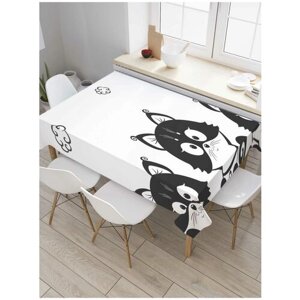 Скатерть прямоугольная JoyArty на кухонный стол "Приветливые коты" из оксфорда, 120x145 см