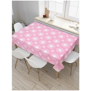 Скатерть прямоугольная JoyArty на кухонный стол "Розовые узоры" из оксфорда, 180x145 см