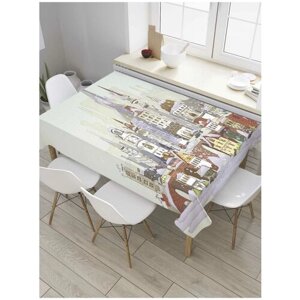 Скатерть прямоугольная JoyArty на кухонный стол "Великобритания в рисунке" из оксфорда, 120x145 см