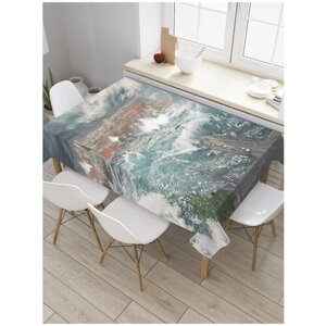 Скатерть прямоугольная JoyArty на кухонный стол "Затонувший город" из оксфорда, 180x145 см