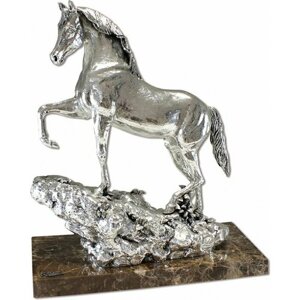 Скульптура "Арабский конь" посеребрение (Silver arabian horse)