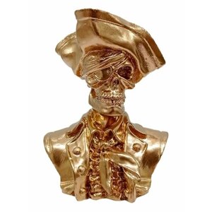 Статуэтка Череп Пират 10 см гипс цвет золото