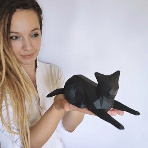 Статуэтка ручной работы "Meow Black"чёрная кошка из гипса