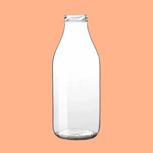 Стеклянная бутылка (ТО-43) 750 мл. Атес" молочная, 2 штуки с крышкой в комплекте