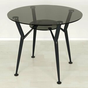 Стеклянный обеденный стол Квадро 18-4 серый/черный D80