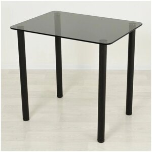 Стеклянный стол для кухни Эдель 10 серый/черный (1000х700)