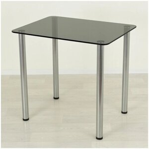 Стеклянный стол для кухни Эдель 10 серый/металлик (650х500)