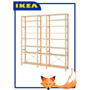 Стеллаж деревянный напольный IKEA Ivar 219х50х226 см, 23 полки, сосна