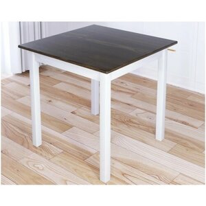 Стол кухонный Классика квадратный со столешницей цвета темного дуба 20 мм и ножками белого цвета, 60х60х75 см