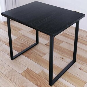 Стол кухонный Loft со столешницей цвета черного оникса из массива сосны 40 мм и черными металлическими ножками, 100х75х75 см