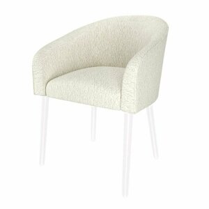 Стул кресло ANGELICA для кухни с подлокотниками на ножках, стильное, удобное, мягкое в гостиную модерн, модный современный эмаль белая молочный букле
