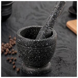 Ступка с пестиком "Чёрный камень"посуда для приготовления пищи / кухонный инвентарь / ручной измельчитель / аксессуары для для кухни /